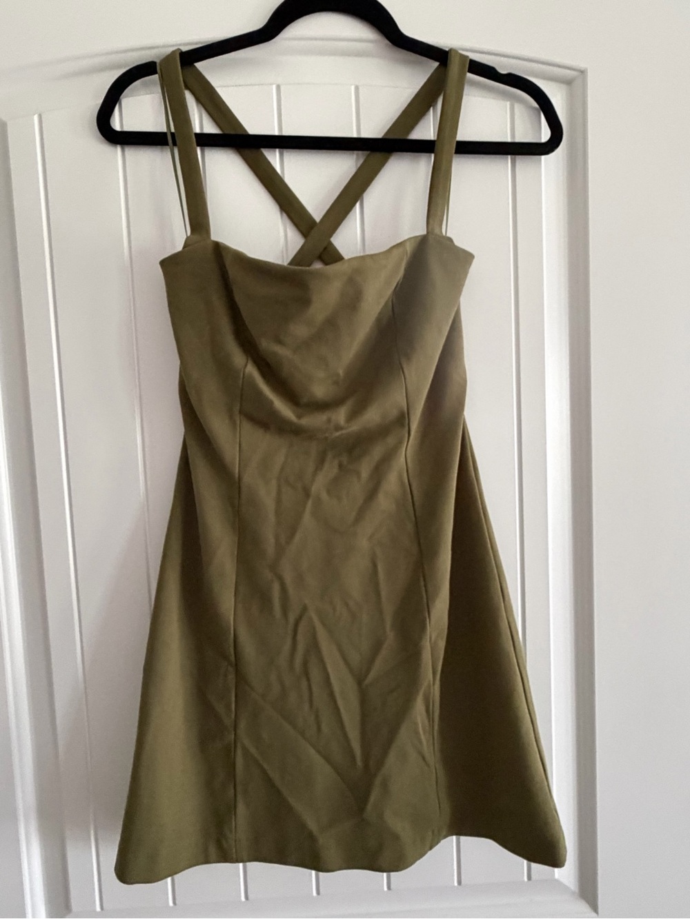 Reformation Olive Green Cross Back Mini Dress